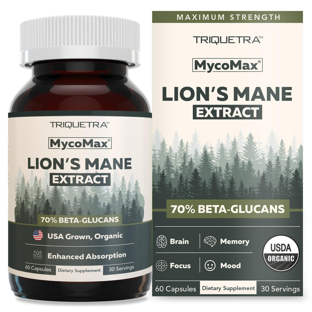 Triquetra Health MycoMax bottle front view for daily focus and mental clarity.