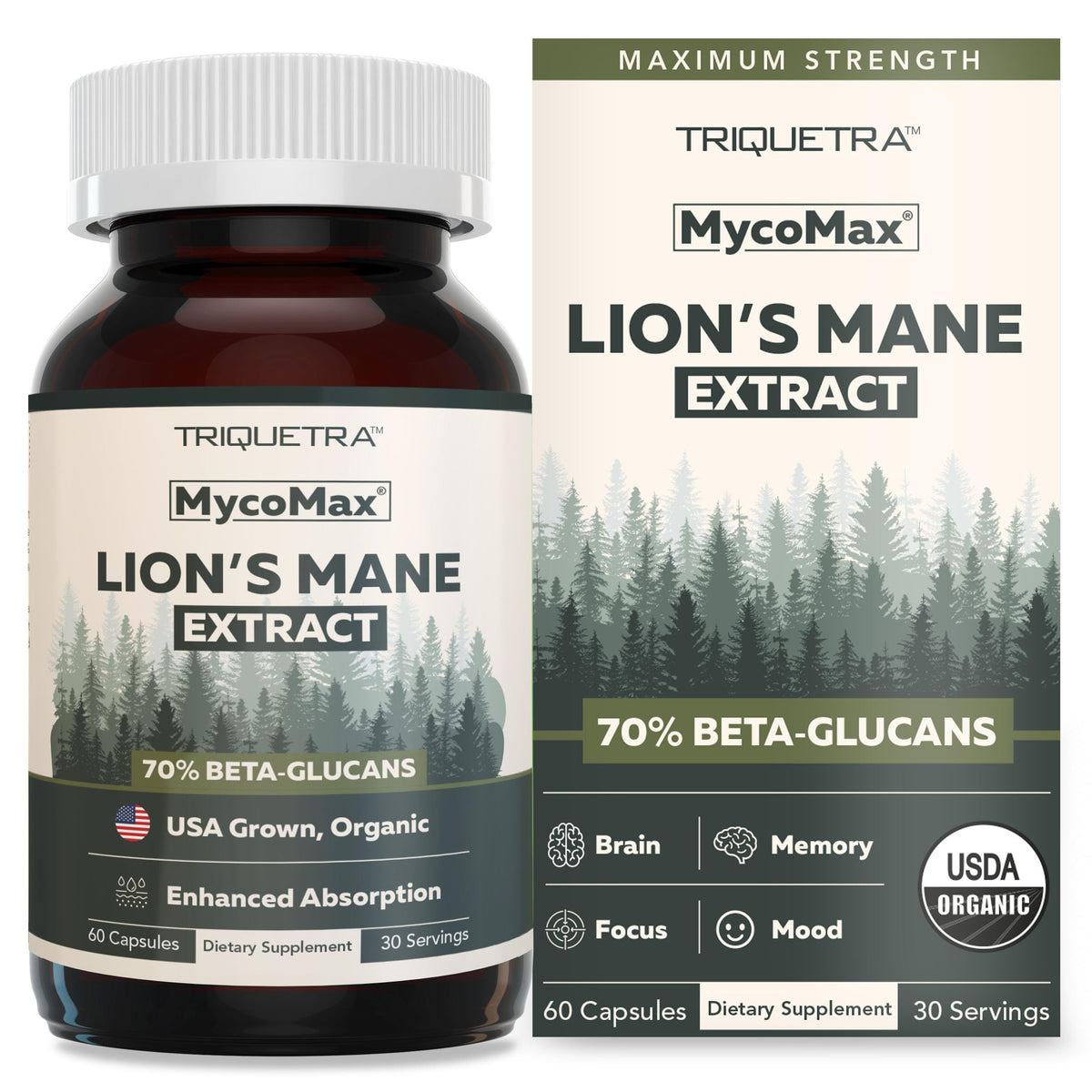 Triquetra Health MycoMax bottle front view for daily focus and mental clarity.