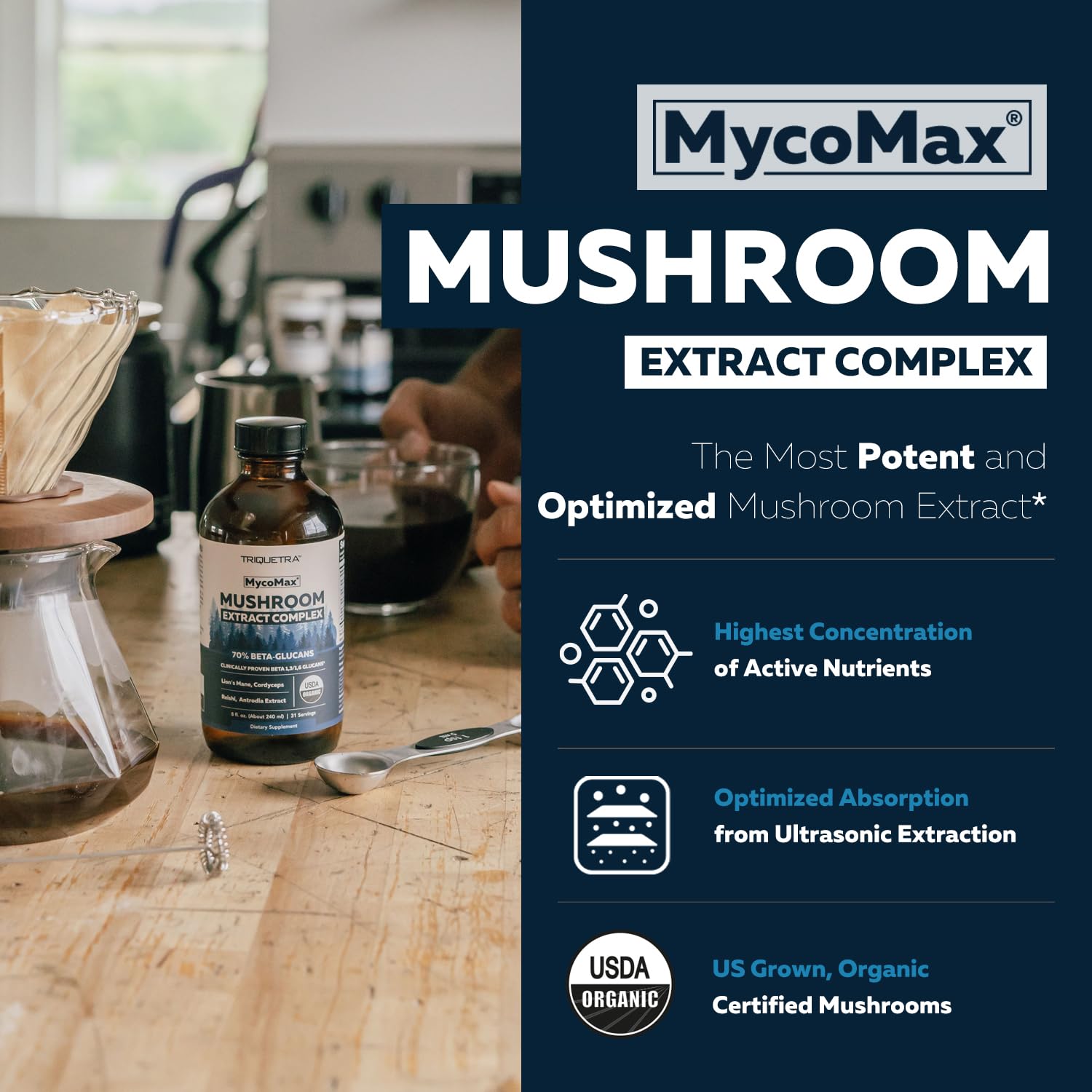 MycoMax Lions Mane and Cordyceps shown for cognitive energy