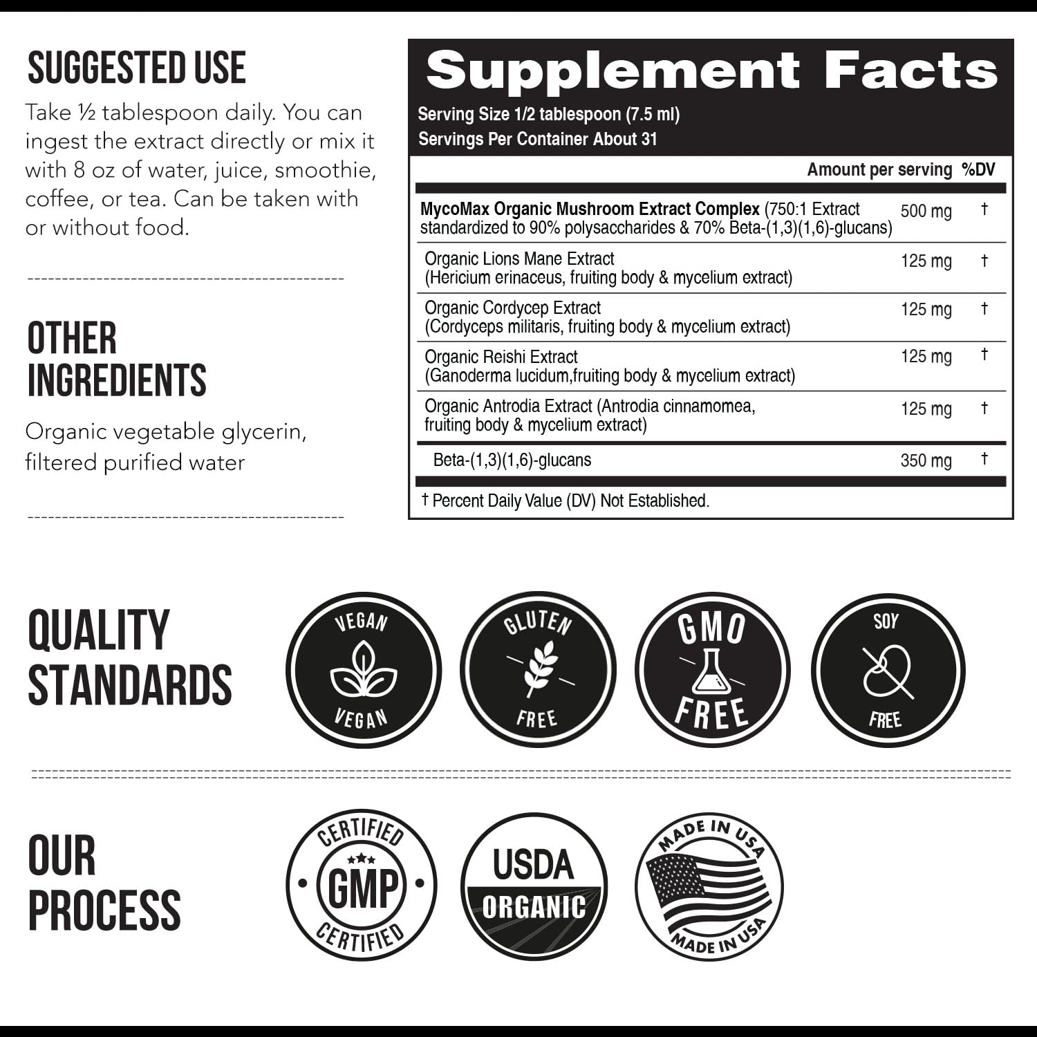 Third-party testing badge on label for quality reassurance
