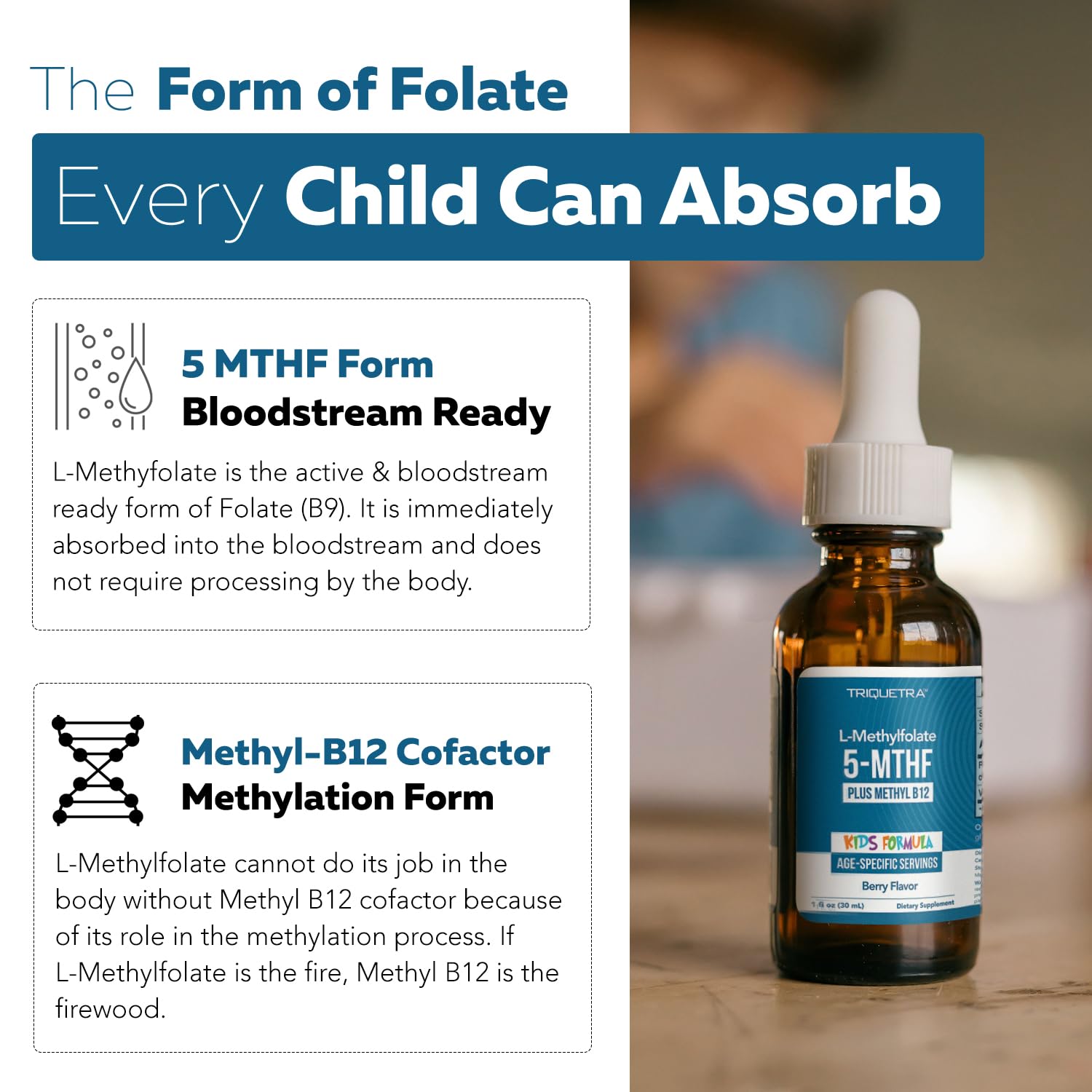 Triquetra Health L-Methylfolate with methylcobalamin B12 cofactor bottle