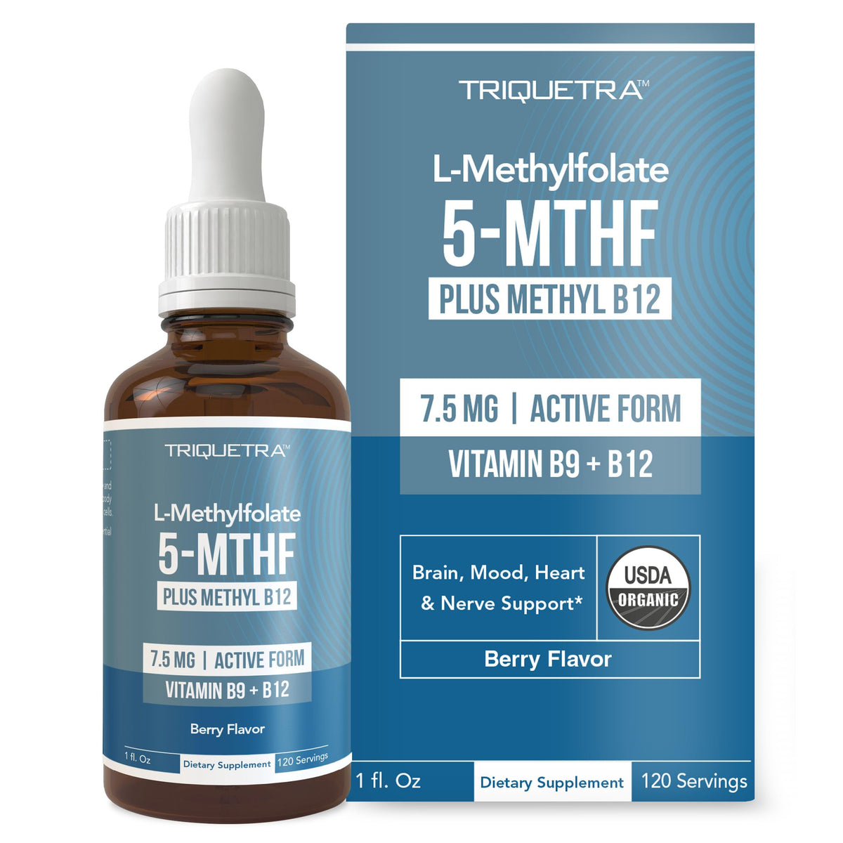 Triquetra Health Organic L-Methylfolate bottle for daily use.