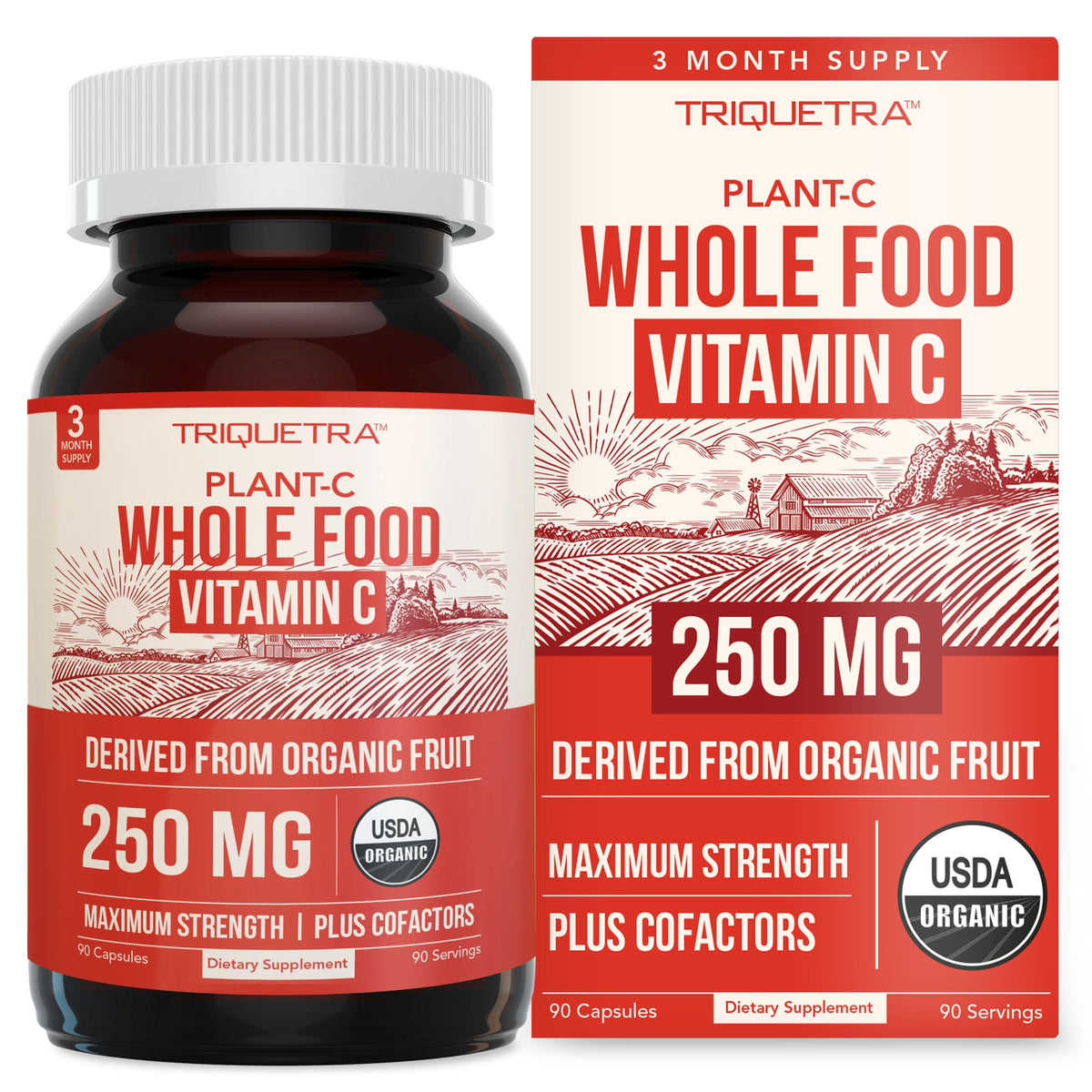 Triquetra Health Organic Vitamin C from fruit source supports natural immune wellness.