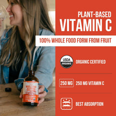 Triquetra Health Organic Vitamin C Liquid label closeup showing fruit source