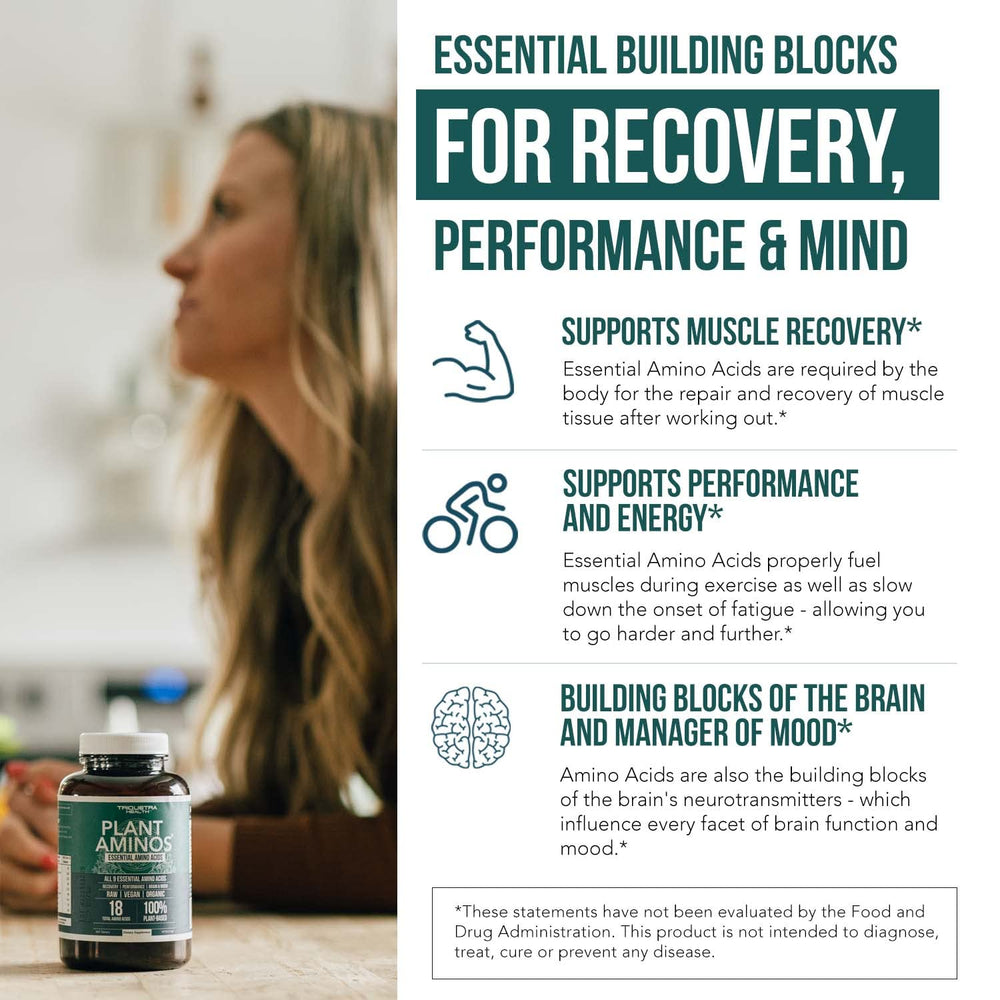 Triquetra Health Plant Aminos tablets closeup for easy daily supplementation.
