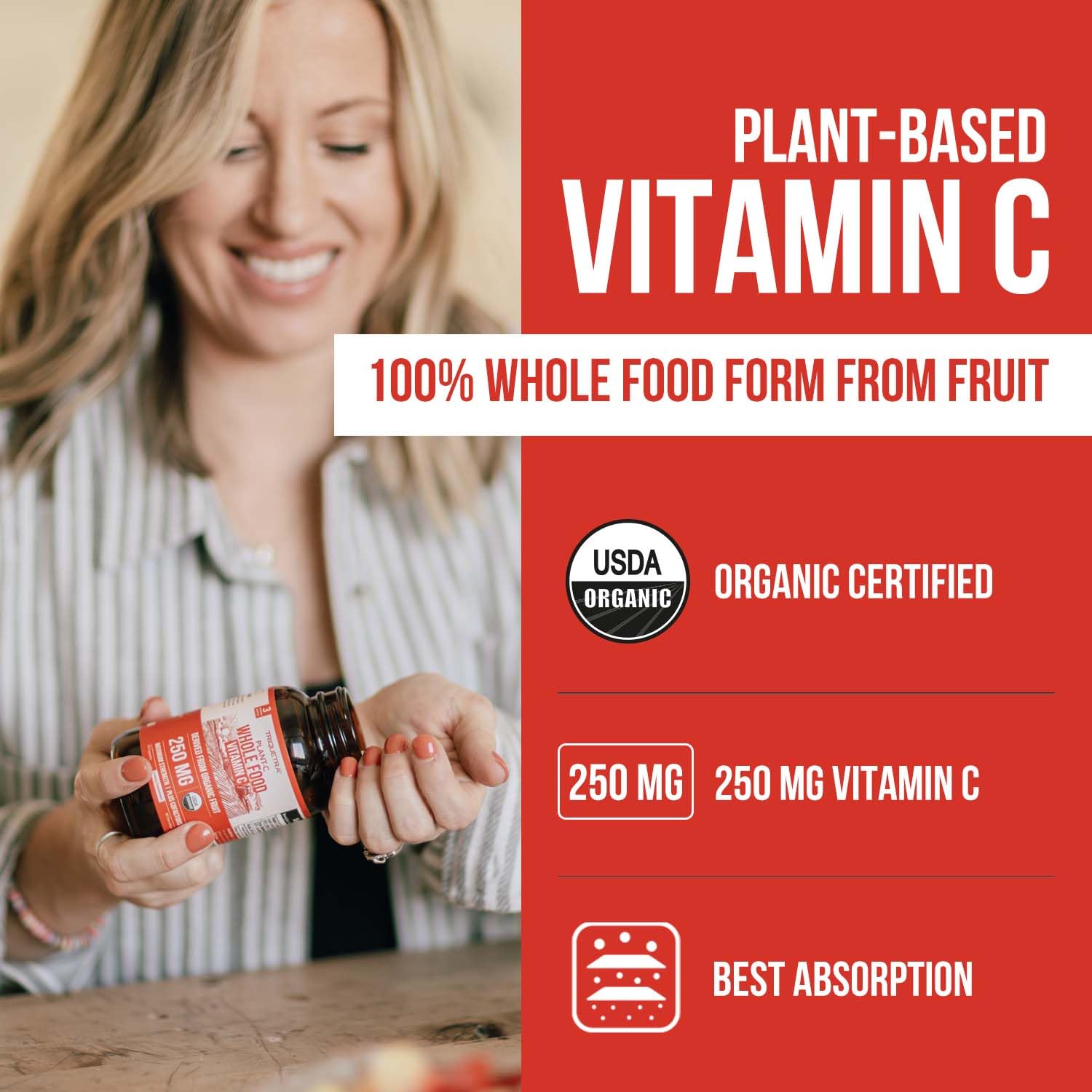 Triquetra Health Plant C capsule close-up highlights high-strength plant-based vitamin C.