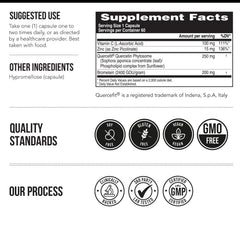 Quercetin Complete capsules close-up highlighting phytosome delivery for absorption