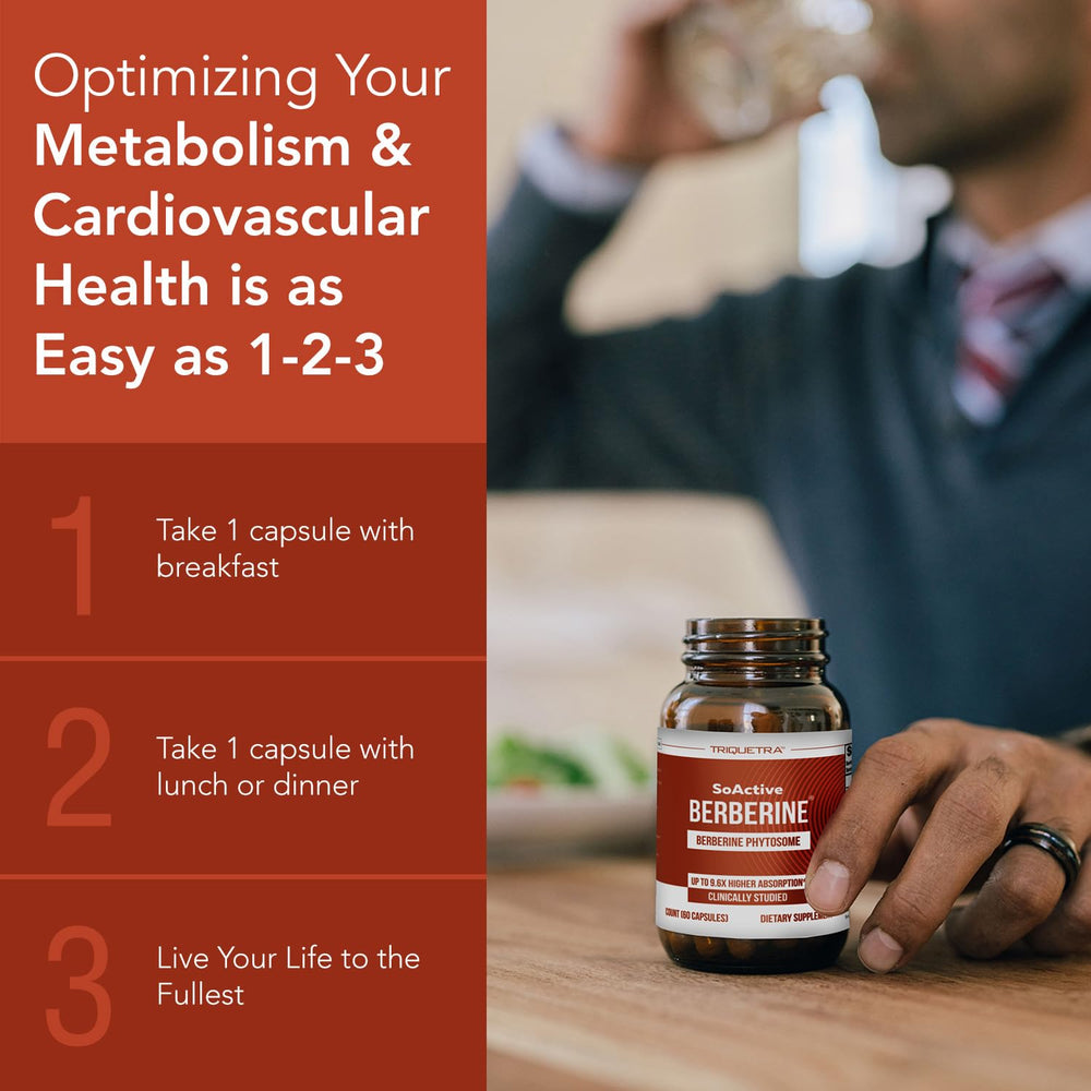 Triquetra Health SoActive Berberine bottle on shelf looks premium.