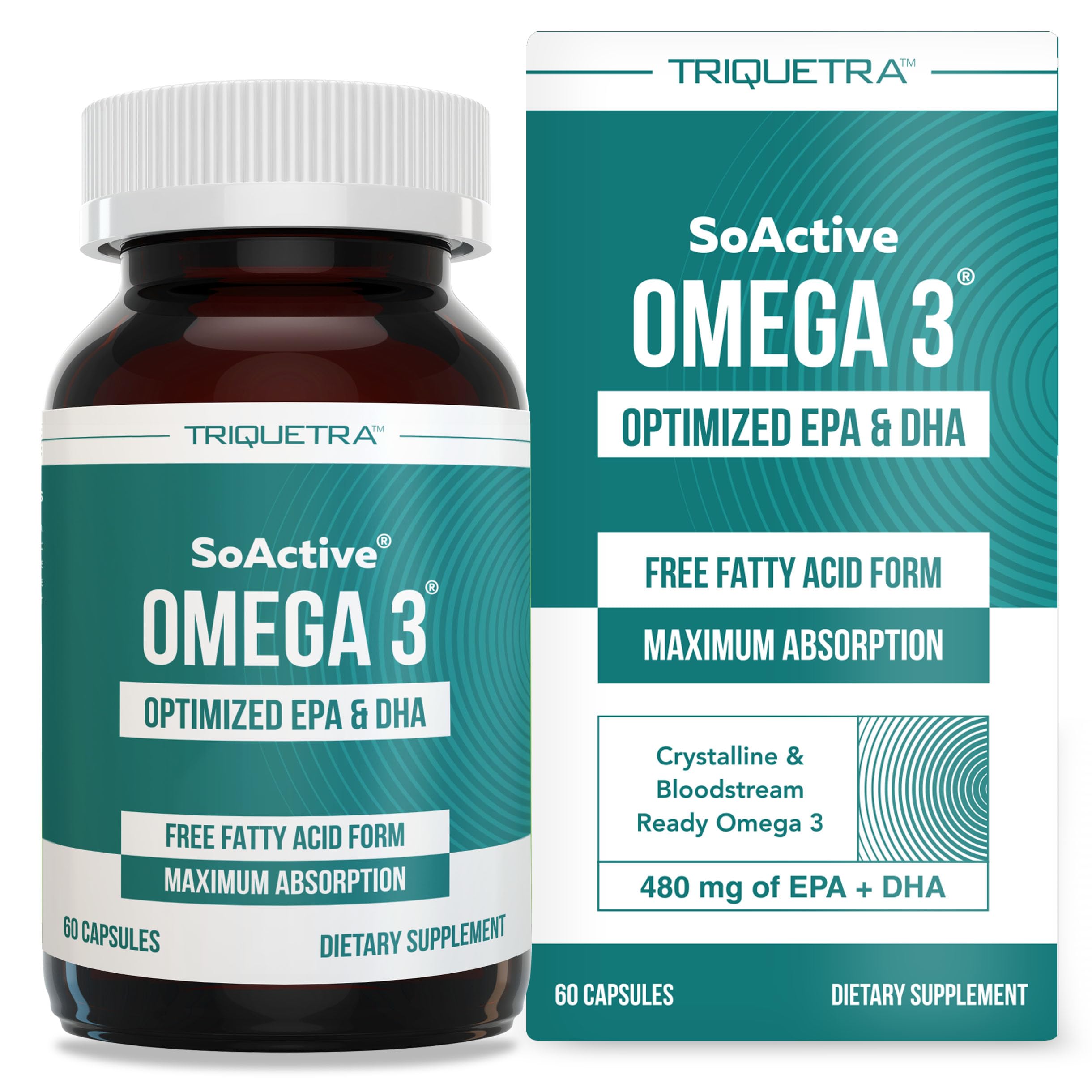 triquetra health soactive omega 3 bottle front showing daily EPA and DHA support