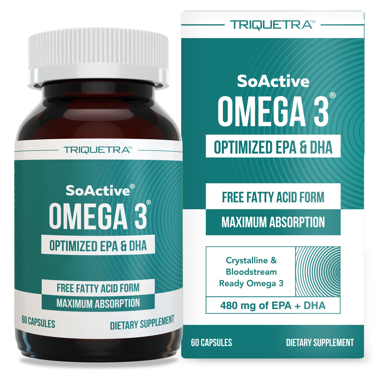 triquetra health soactive omega 3 bottle front showing daily EPA and DHA support