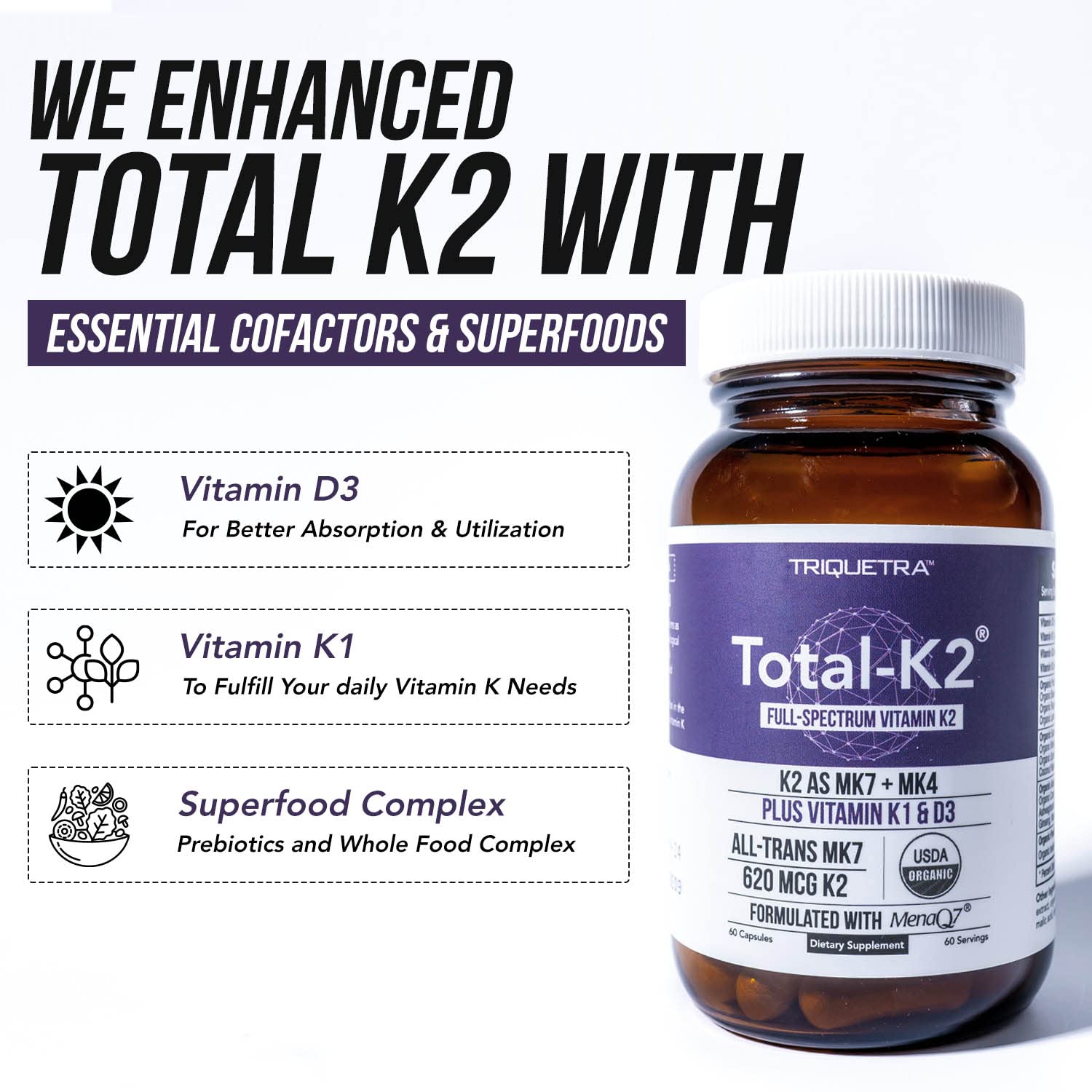 Triquetra Health Total K2 blister-pack packaging on a clean surface
