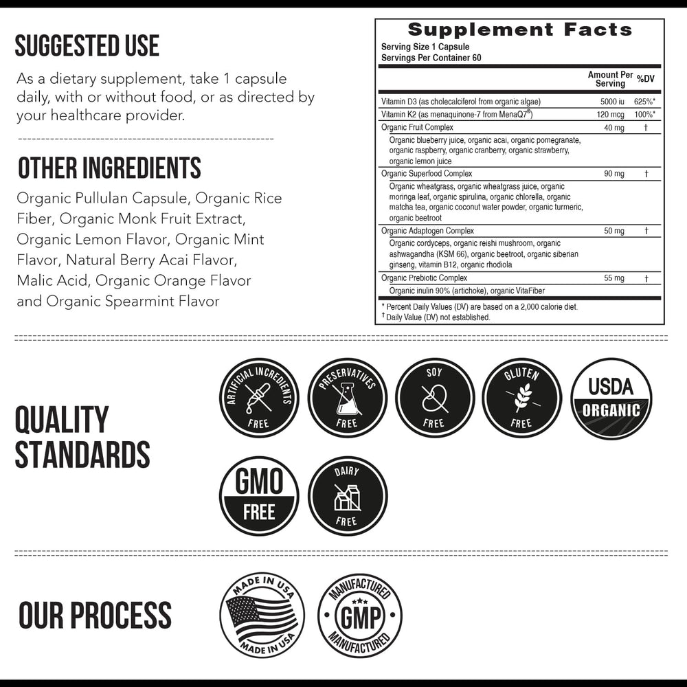 Triquetra Health vegan, gluten-free capsules ready for daily use.