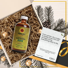 Jamaican Black Castor Oil 8oz bottle label closeup shows authentic packaging.