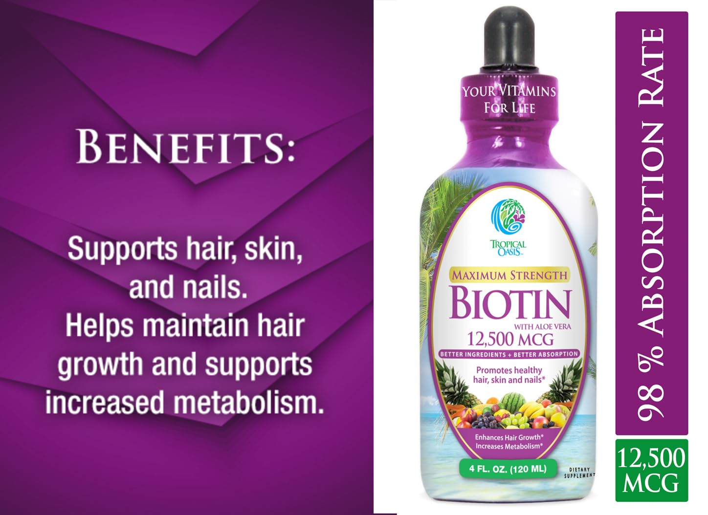 Daily routine shot with Tropical Oasis biotin drops integrated into skincare.