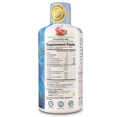 Tropical Oasis Brain Power liquid in glass shows fast absorption potential.