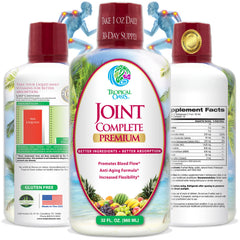 Tropical Oasis Joint Complete bottle front view, convenient liquid formula for easier dosing and absorption.