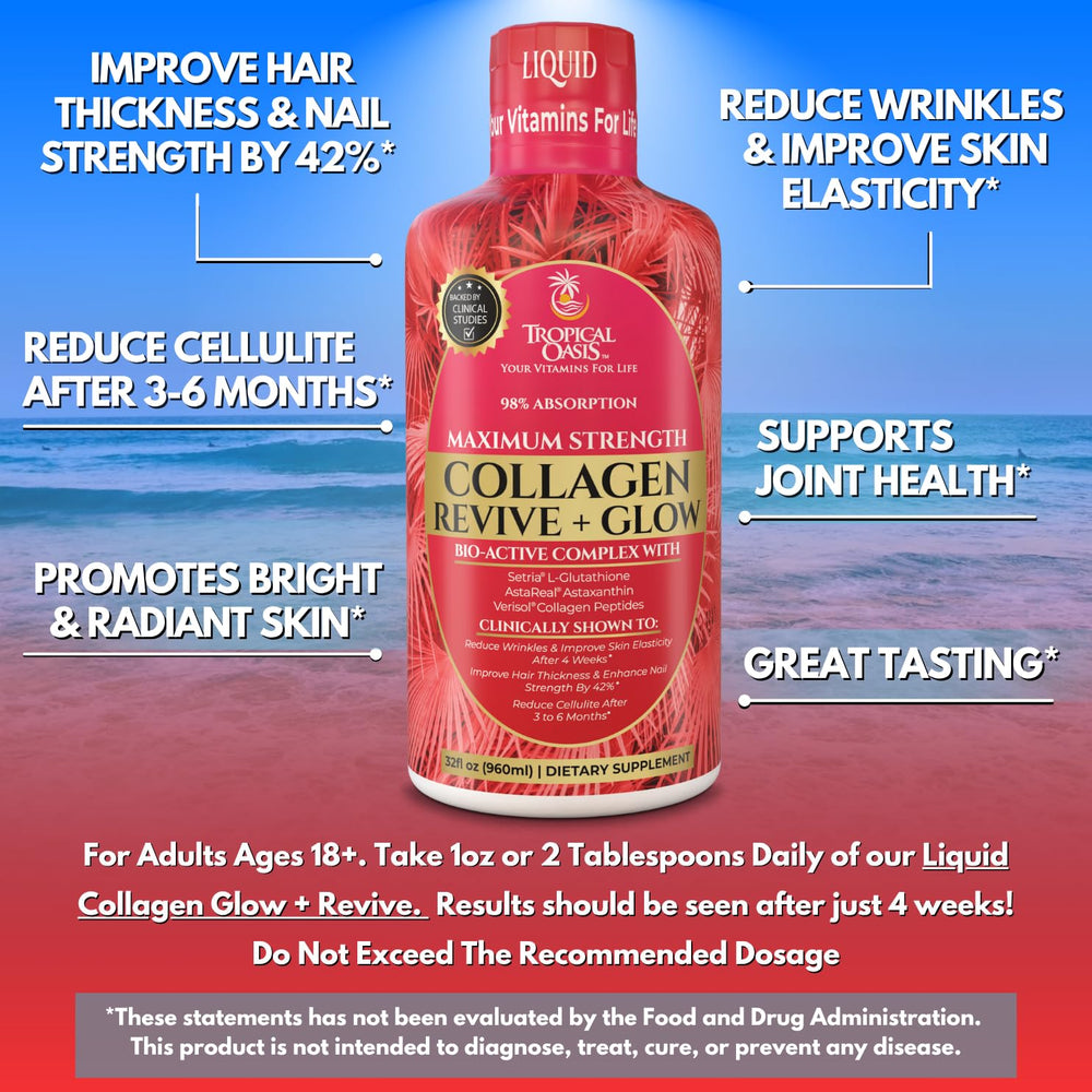 Close-up of glowing skin after using Tropical Oasis Liquid Collagen Glow