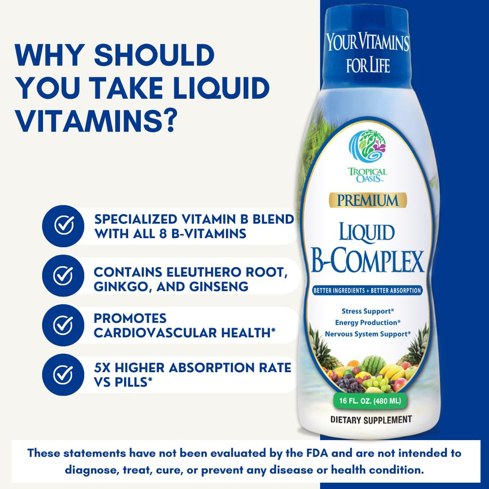 Tropical Oasis boxed packaging communicates vegan, non-GMO liquid supplement