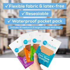 Tru-Colour bandages in a resealable bag keep supplies organized and ready.