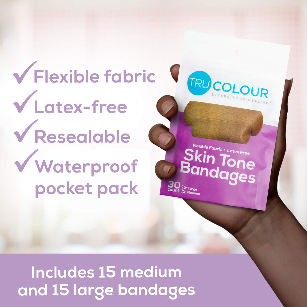 Tru-Colour dark brown skin-tone blend visible on skin in use