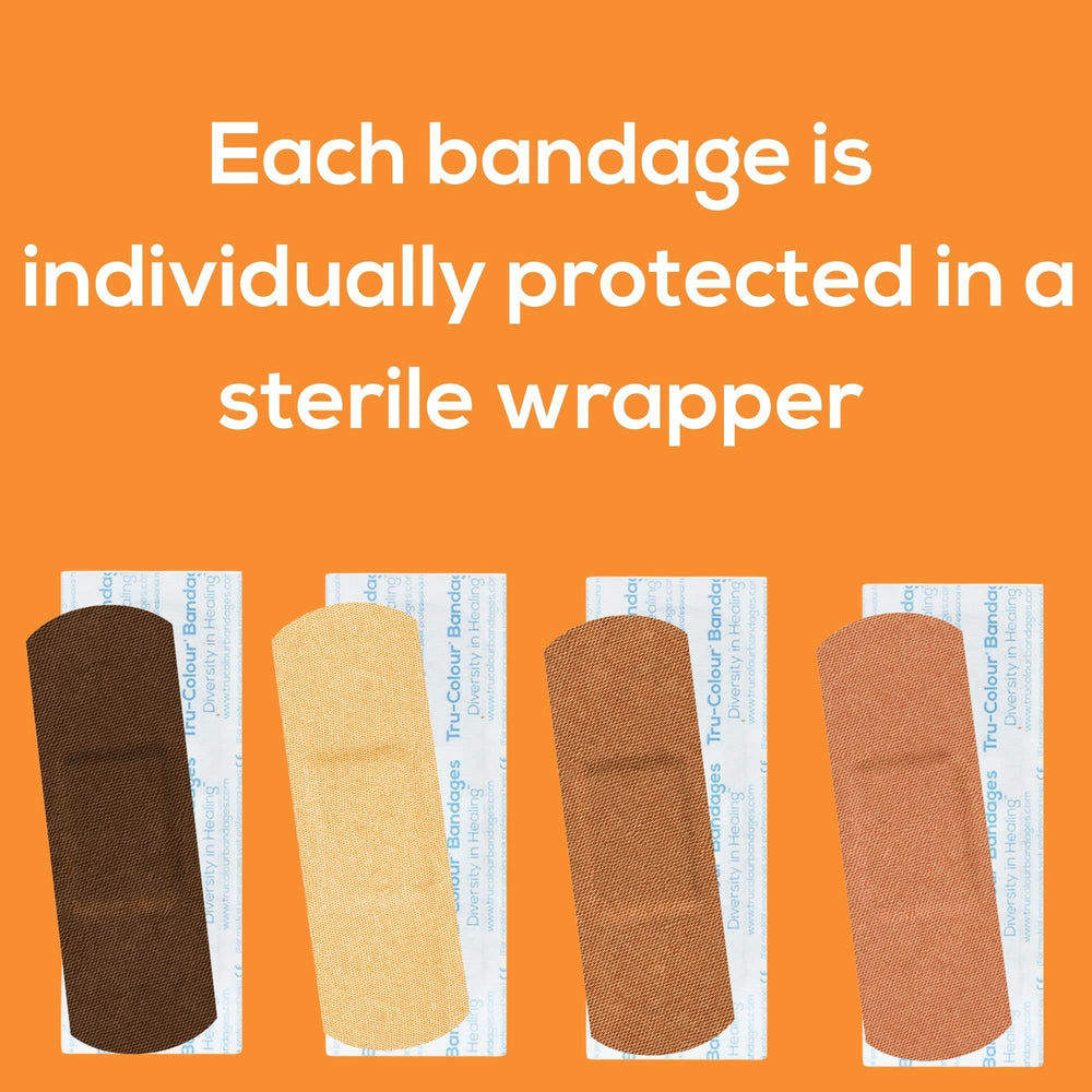 Tru-Colour individually wrapped bandages ready to grab on the go.