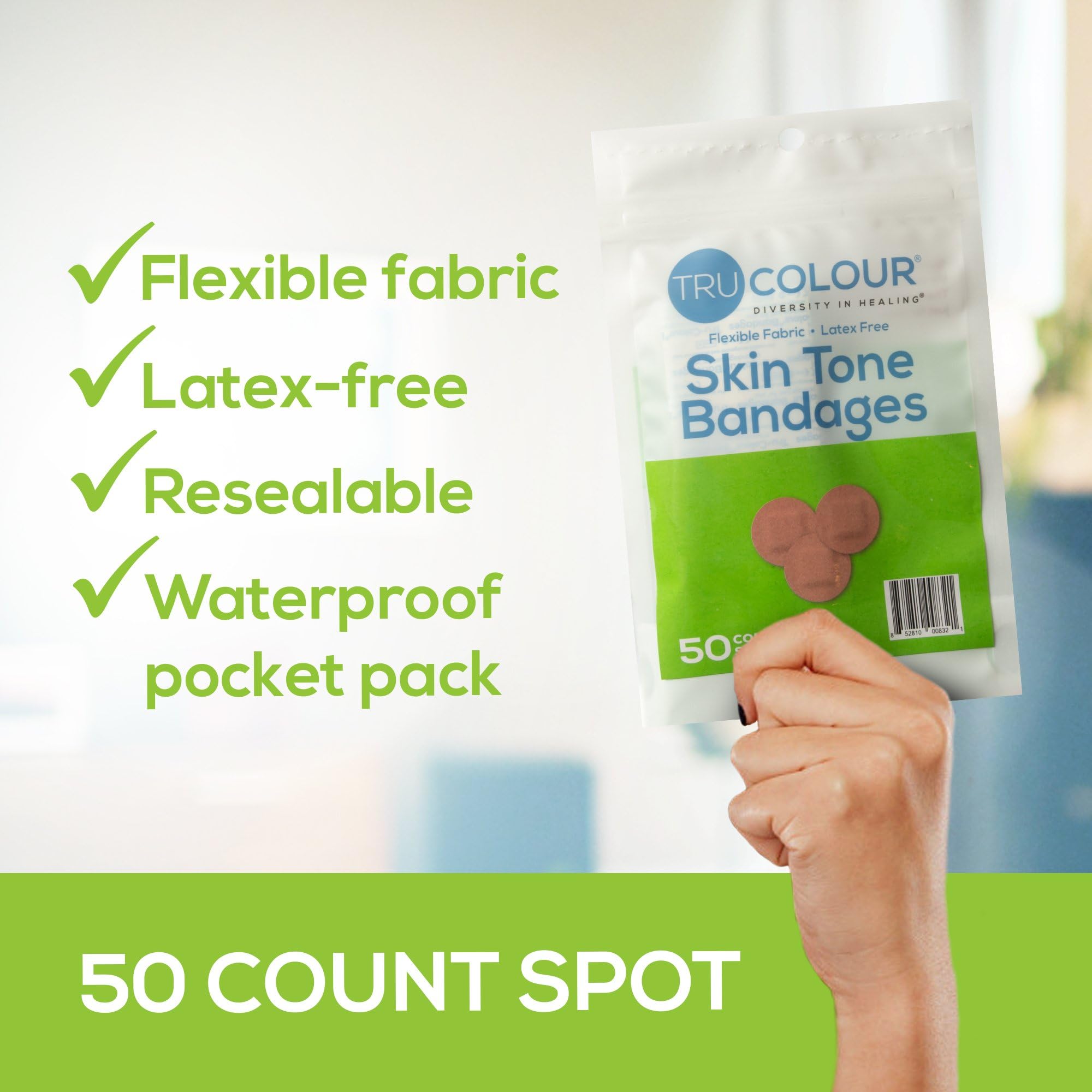 Tru-Colour olive waterproof bandages on skin during activity