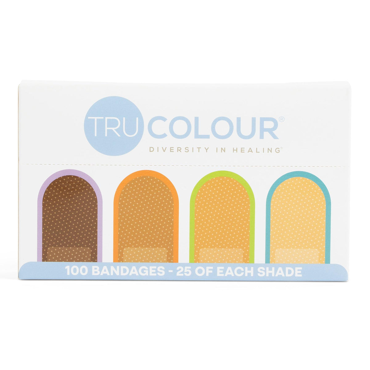 Tru-Colour skin tone bandages collection shows color-matching protection for small wounds.