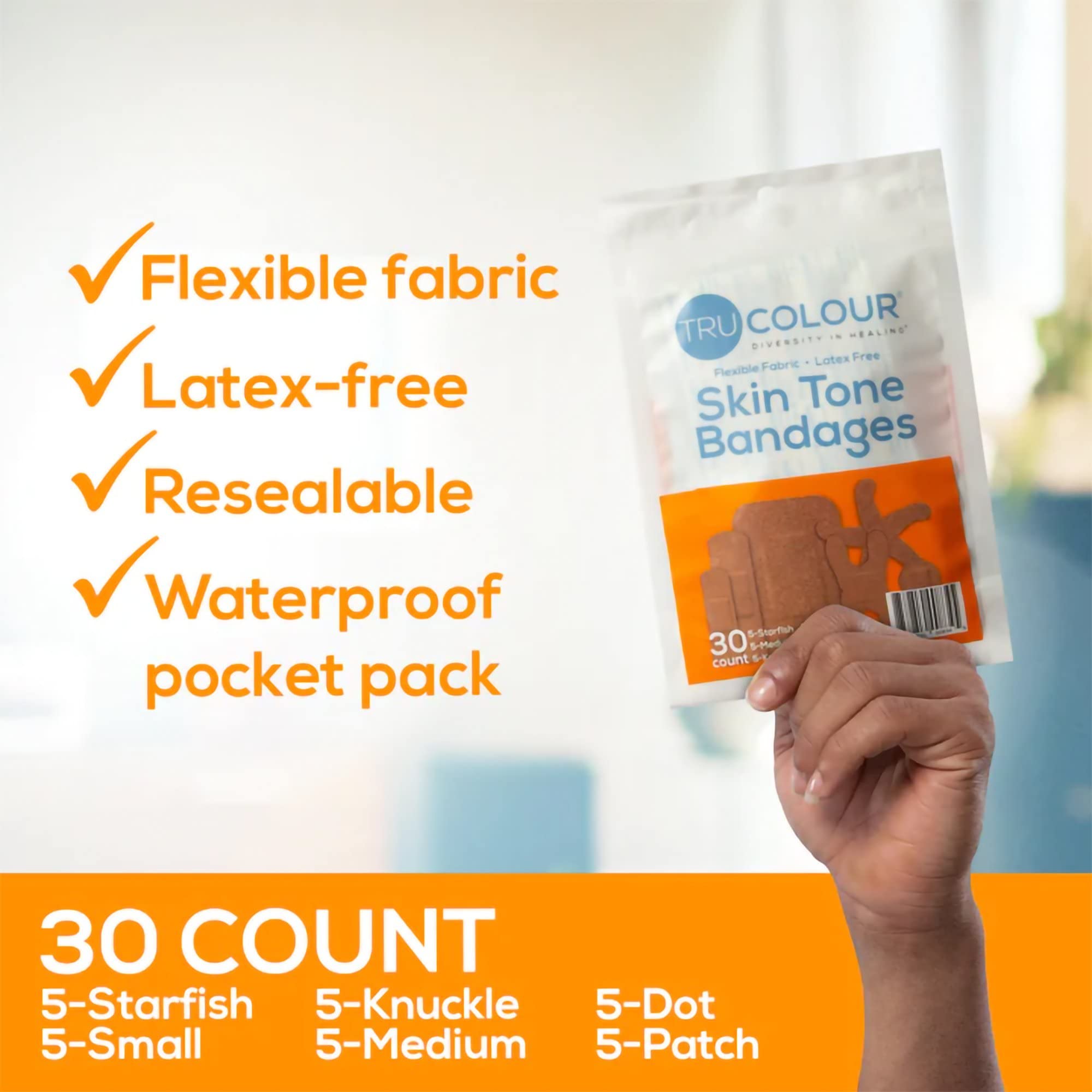 Tru-Colour Skin Tone Bandages large patch for broader coverage on larger areas