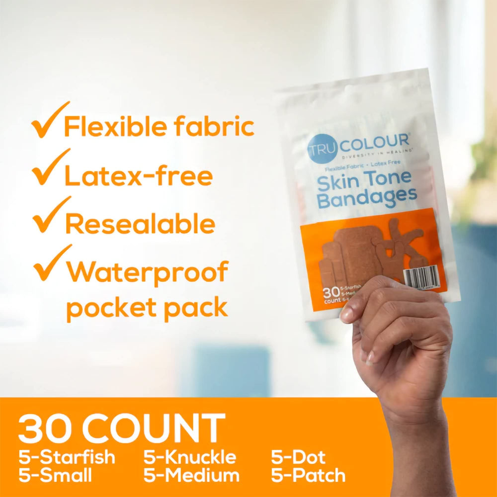 Tru-Colour Skin Tone Bandages large patch for broader coverage on larger areas