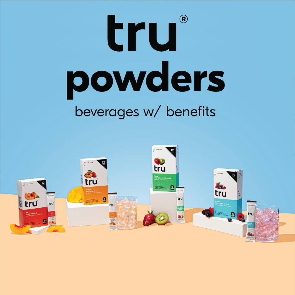 Tru Gut Powder label highlights vitamin B3 and probiotic blend