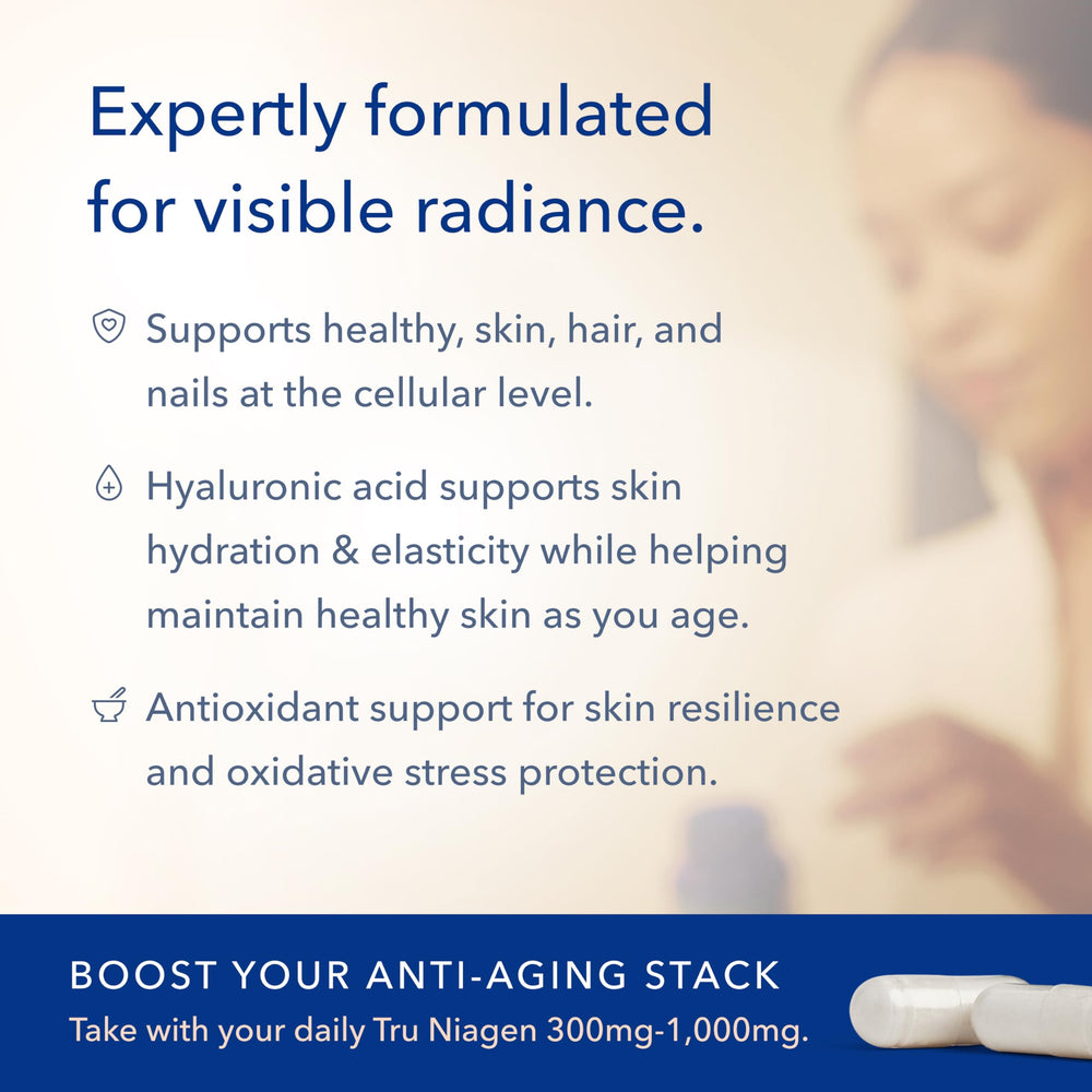 TRU NIAGEN Beauty NAD+ astaxanthin focus on skin elasticity and smooth texture