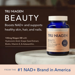 TRU NIAGEN Beauty NAD+ bottle back showing serving size and ingredients