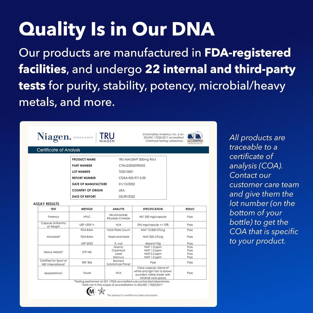 TRU NIAGEN packaging box with patent branding and NAD+ formula