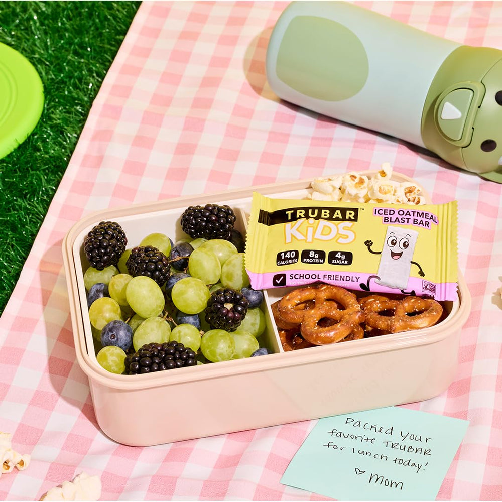 TRUBAR Kids bars lunchbox-ready pack for quick, wholesome snacking.