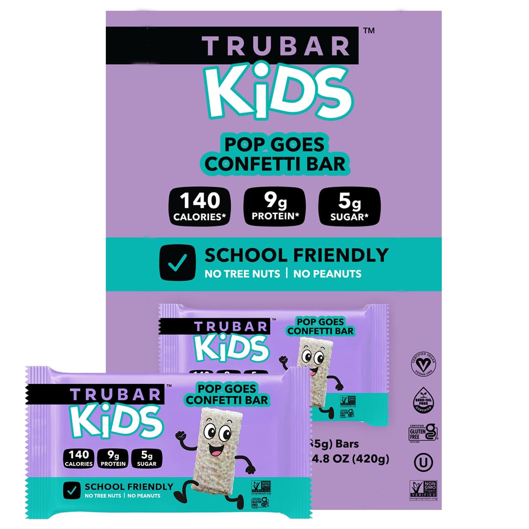 TRUBAR Pop Goes Confetti bars pack for lunchbox protein snack.