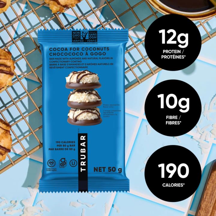 TRUBAR vegan protein bar texture shot, creamy bite with subtle sweetness.
