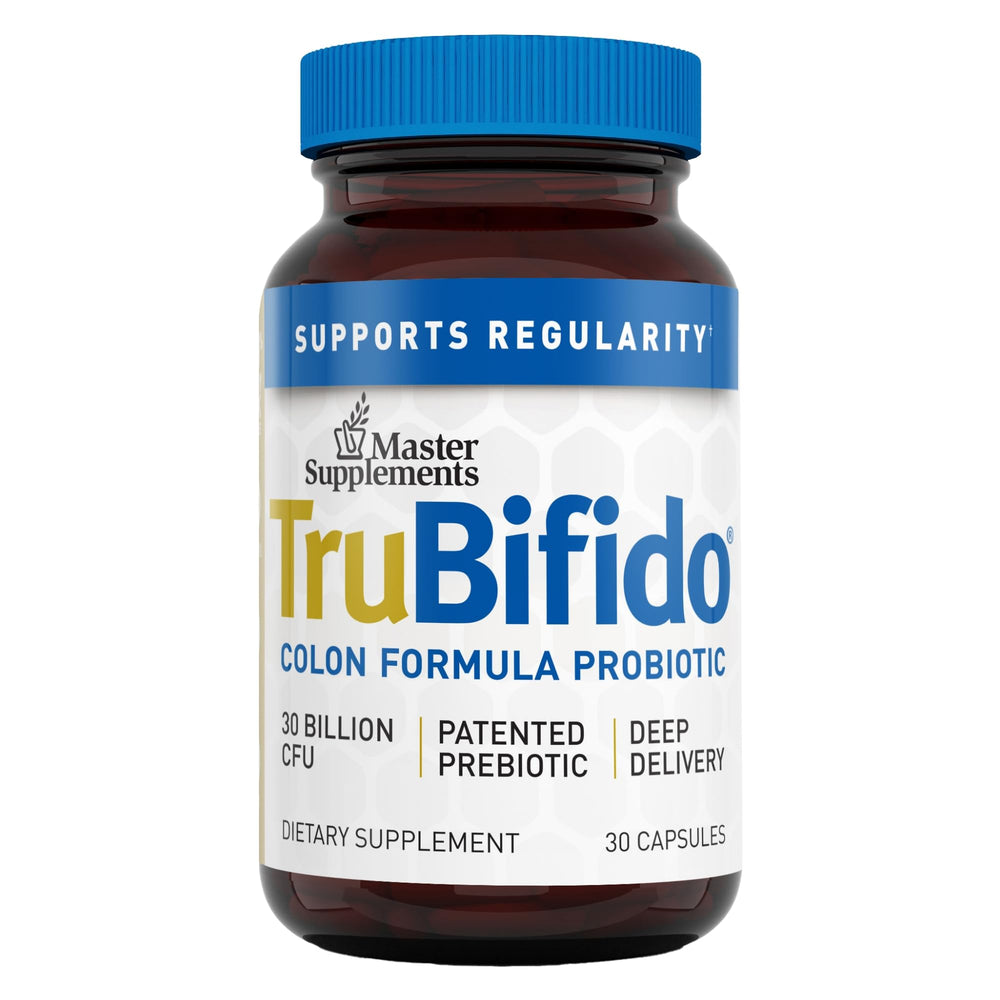 TruBifido bottle front highlighting the probiotic blend for colon wellness.