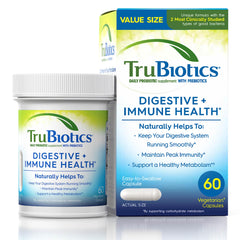 TruBiotics bottle pour: convenient daily probiotic support for digestive balance.