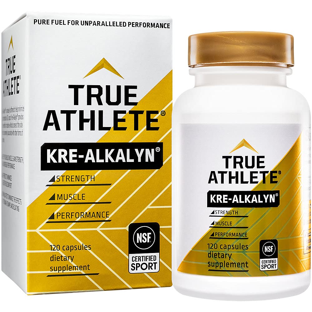 True Athlete Kre-Alkalyn 1500mg bottle illustrating buffered creatine for steady training sessions.