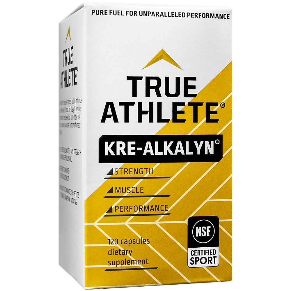 Gym scene featuring an athlete using True Athlete Kre-Alkalyn 1500mg during heavy lifting.