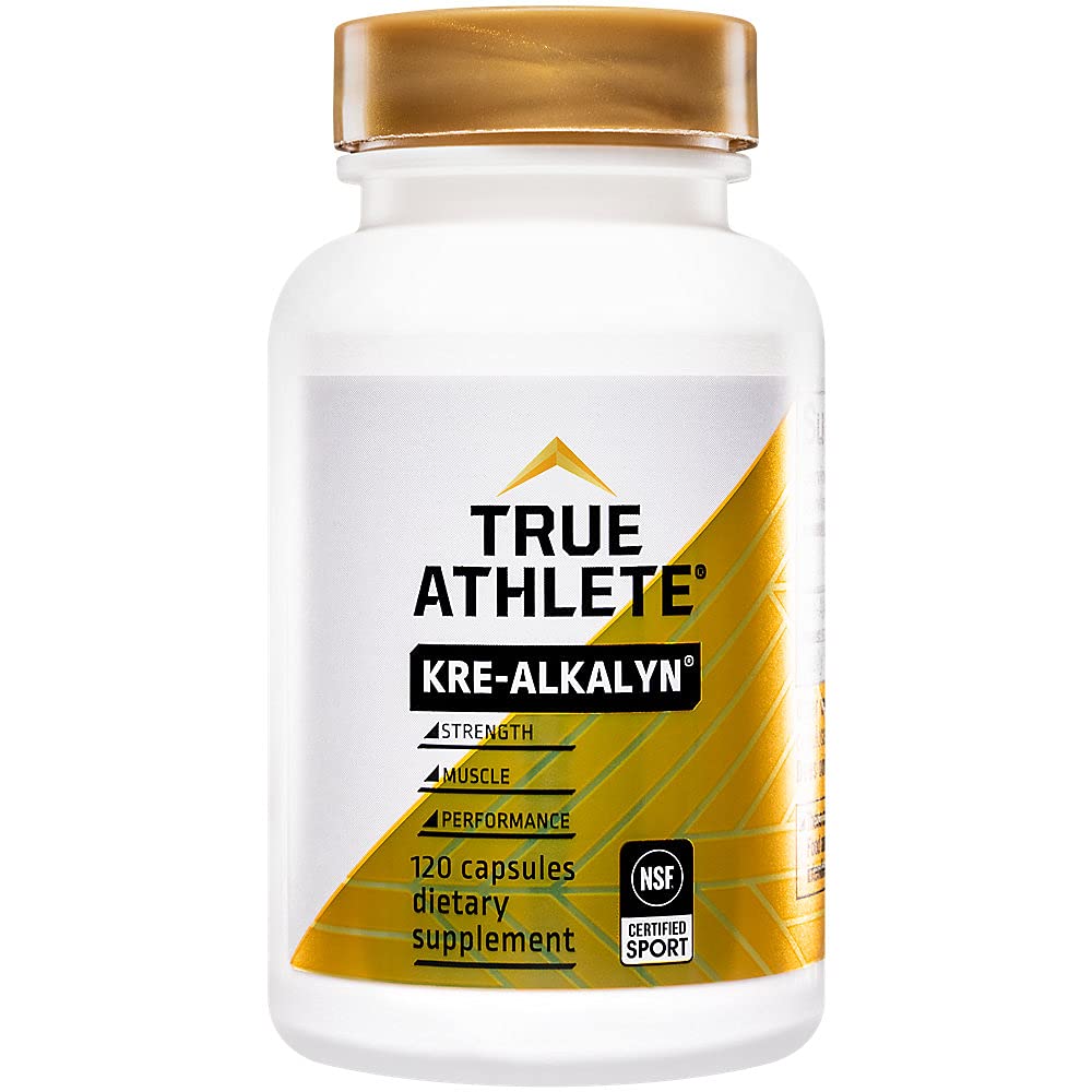 True Athlete Kre-Alkalyn 1500mg label highlighting NSF Certified for Sport quality and safety.
