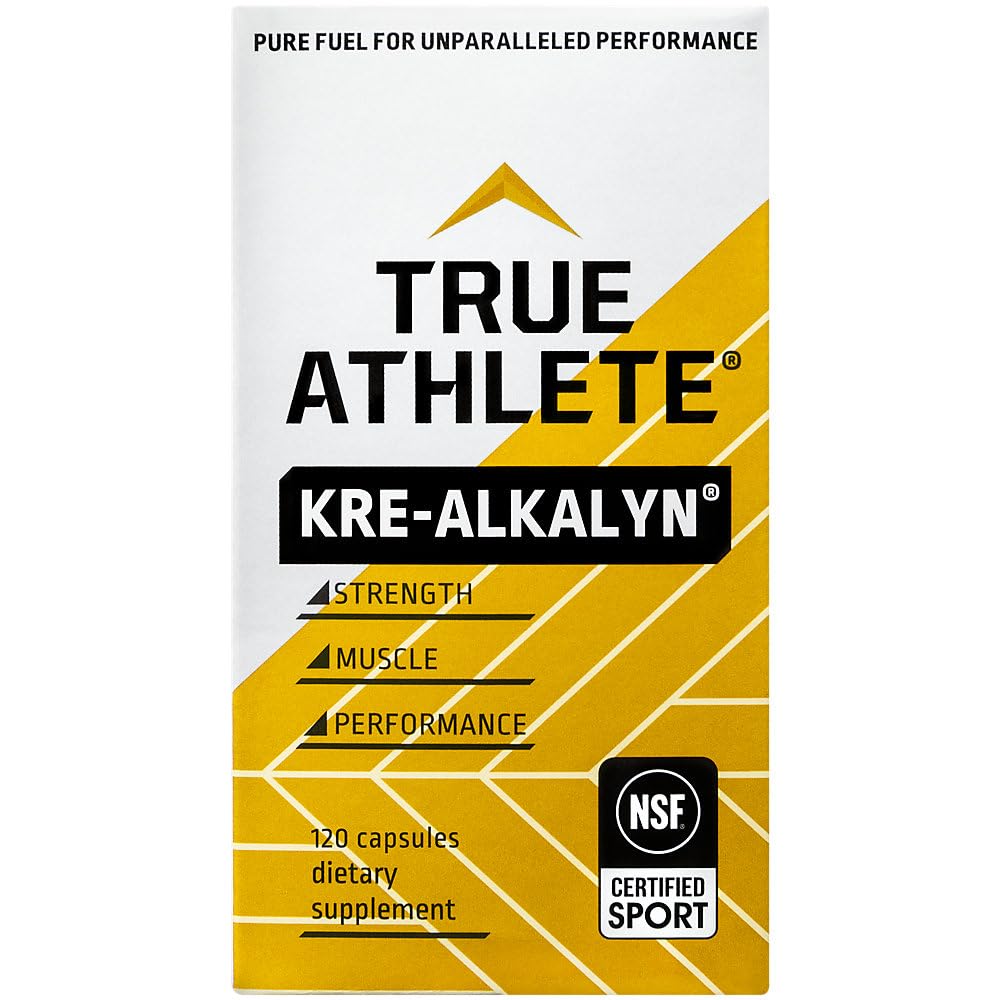 Close-up of buffered creatine powder from True Athlete Kre-Alkalyn 1500mg illustrating enhanced absorption.