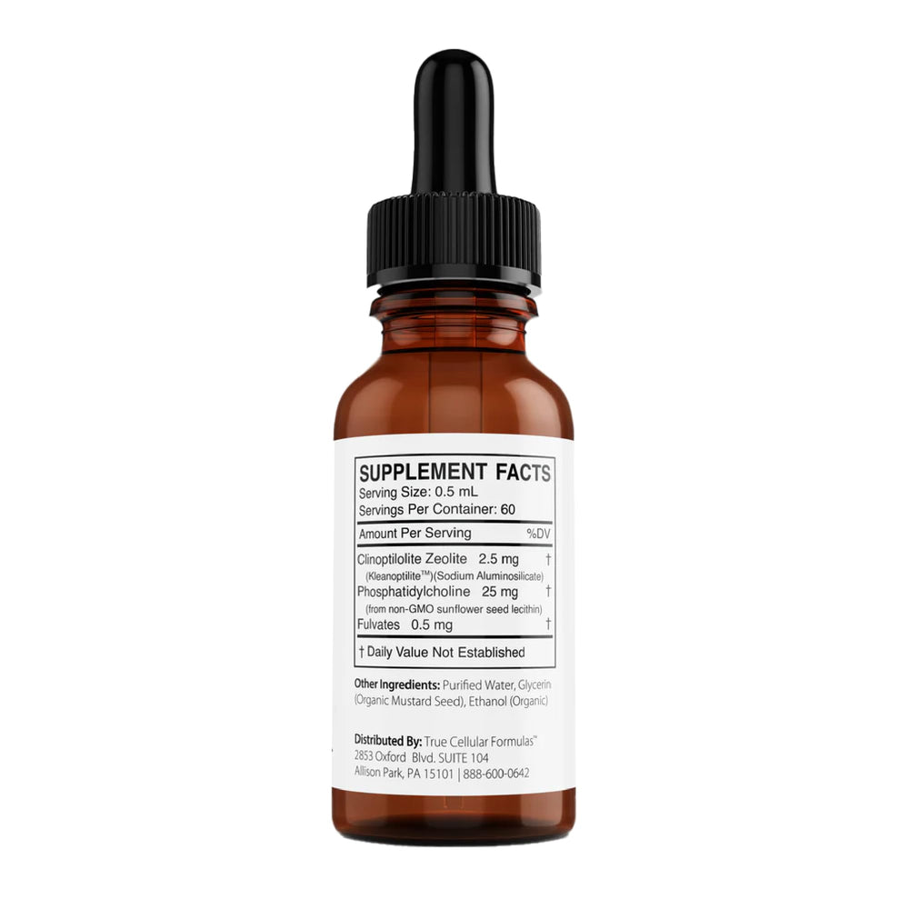 Label design conveys trust in a scientifically crafted detox solution.