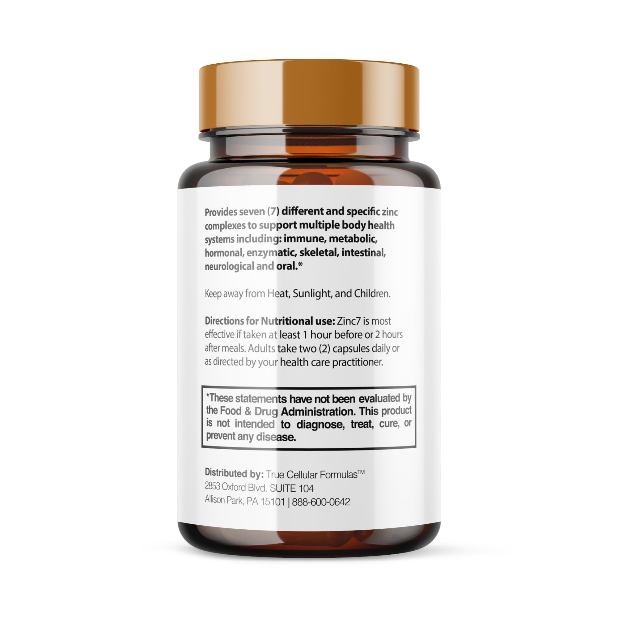 Zinc7 ingredient label shows glycinate form supporting mood balance.