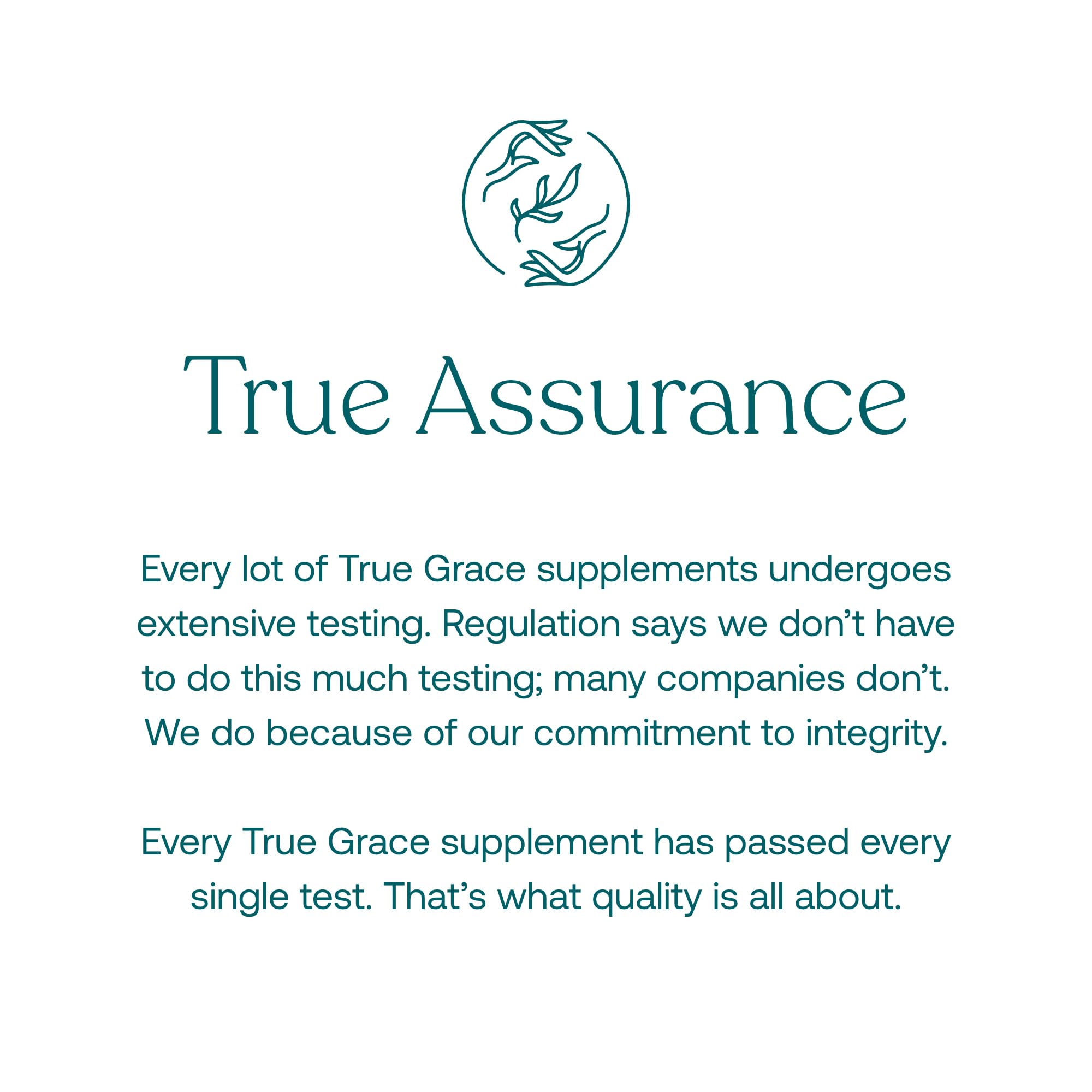 Eco-friendly True Grace branding beside clean label conveying transparency.