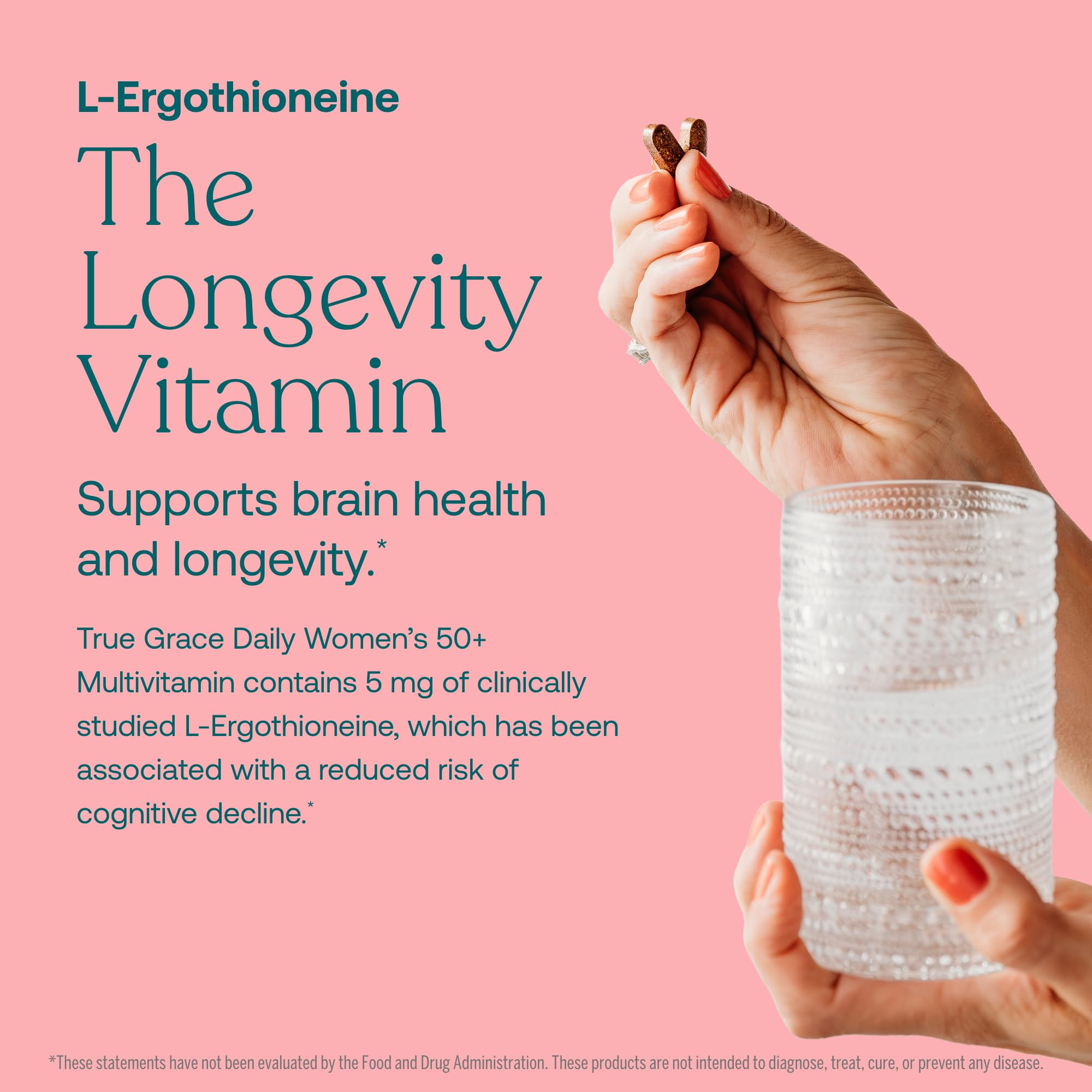 True Grace Daily Women’s Multivitamin 50+ packaging recycled bottle showcases eco-friendly packaging