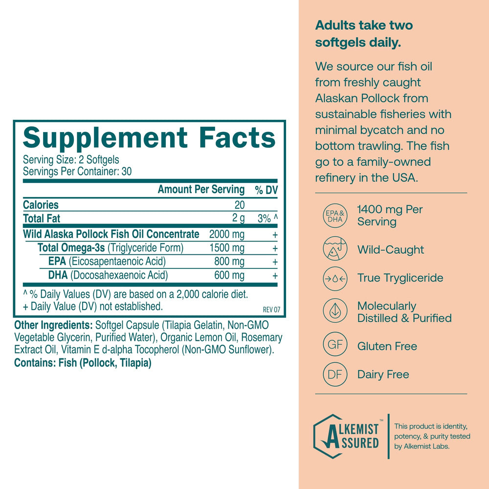 True Grace Omega-3 bottle front displays 1400 mg EPA + DHA per serving.