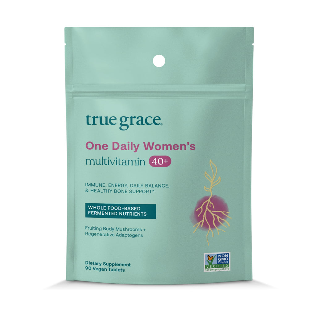 True Grace One Daily multivitamin bottle front for daily energy support.