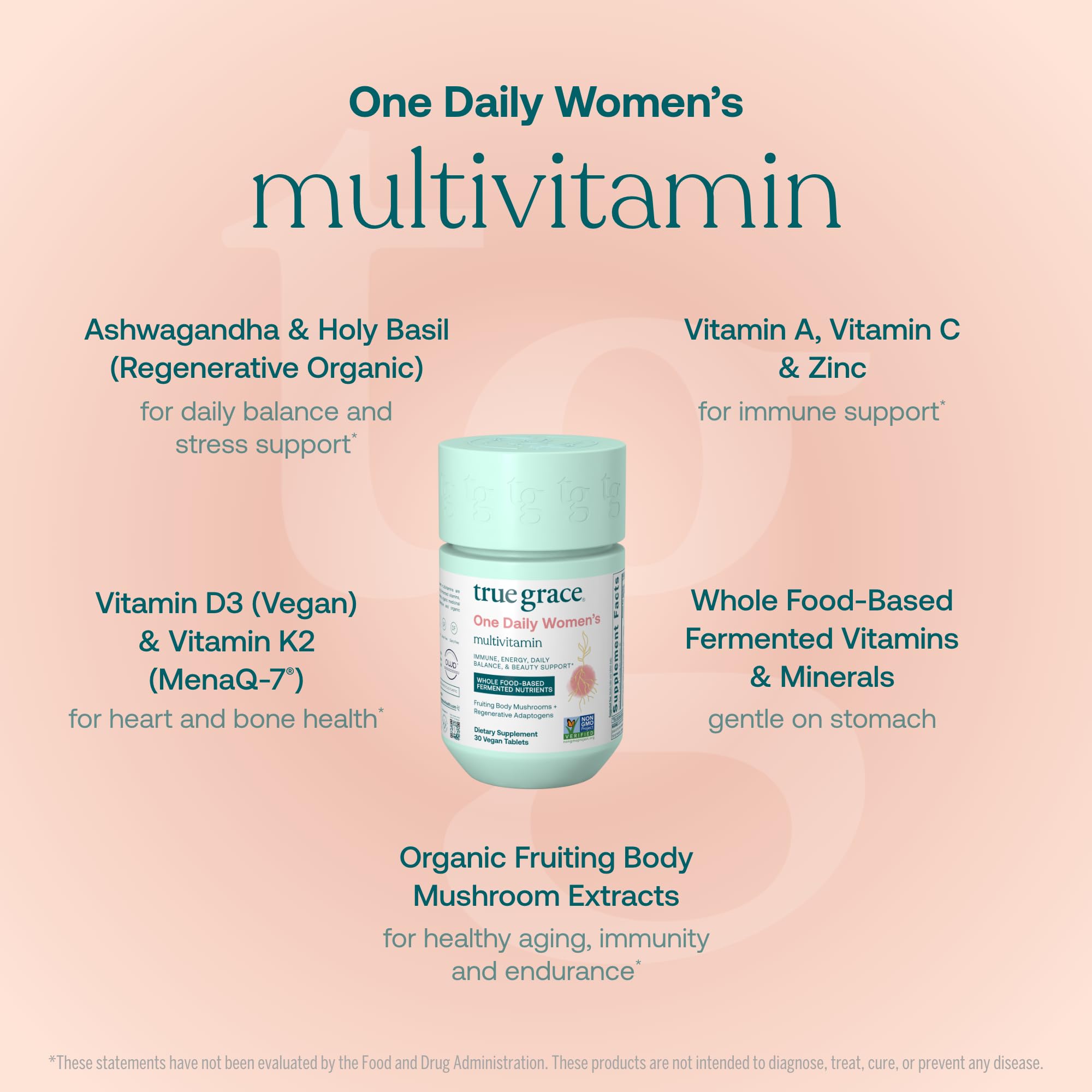 True Grace One Daily fermented minerals label highlighting nutrient density and absorption.