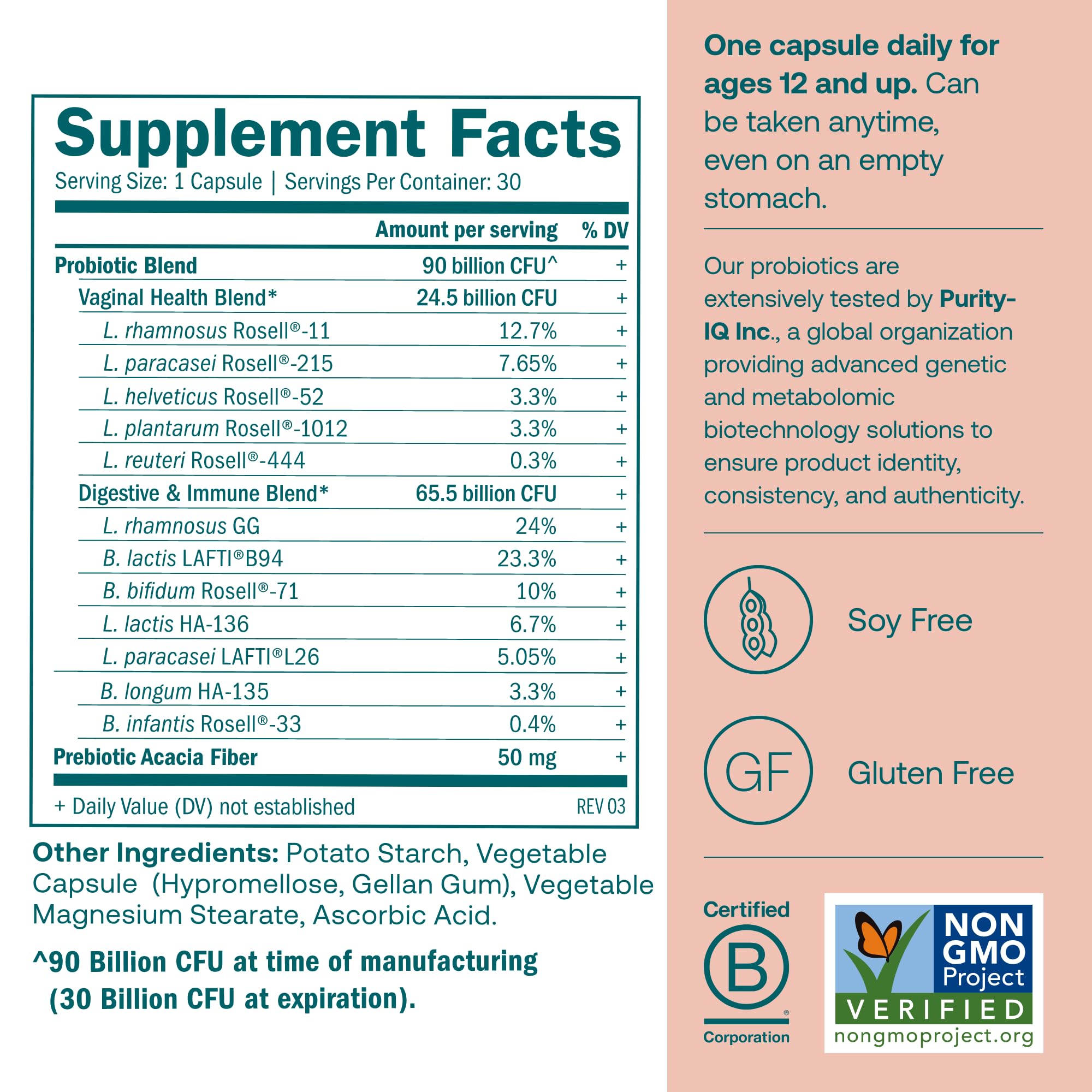 True Grace probiotic capsules illustrating daily use and dosage
